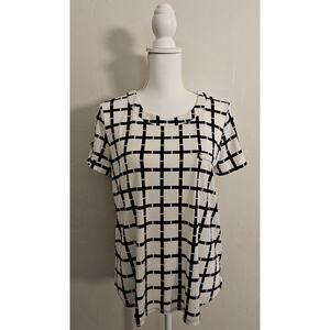 The Workshop White & Black Plaid Blouse